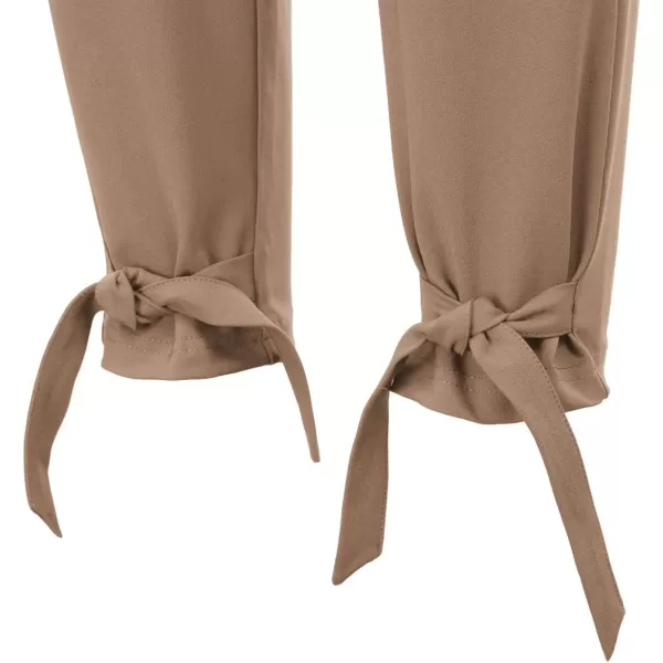 GRACE KARIN Womens Casual High Waist Pencil Pants with Pockets BowKnot Cropped Paper Bag Pants for WorkCamel