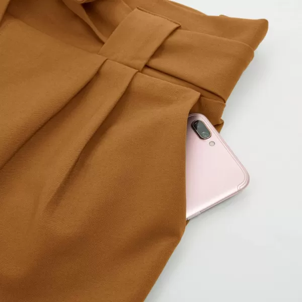 GRACE KARIN Womens Casual High Waist Pencil Pants with Pockets BowKnot Cropped Paper Bag Pants for WorkCopper