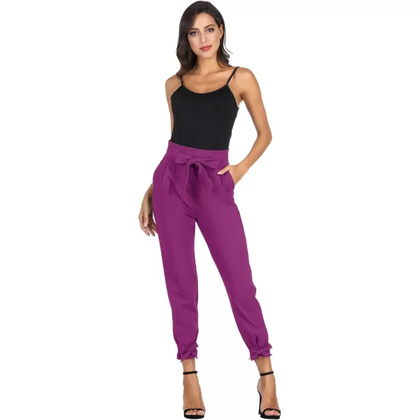 GRACE KARIN Womens Casual High Waist Pencil Pants with Pockets BowKnot Cropped Paper Bag Pants for WorkFuchsia