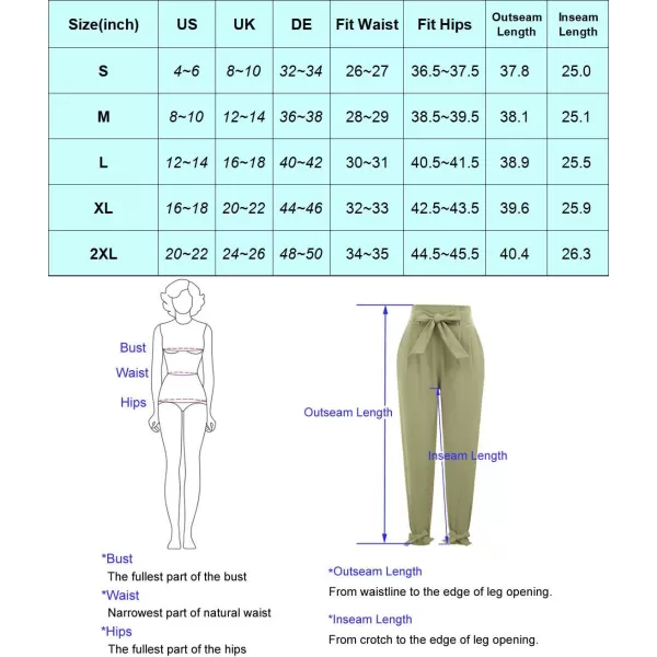 GRACE KARIN Womens Casual High Waist Pencil Pants with Pockets BowKnot Cropped Paper Bag Pants for WorkGray Green