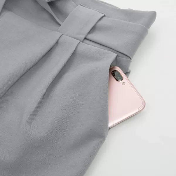 GRACE KARIN Womens Casual High Waist Pencil Pants with Pockets BowKnot Cropped Paper Bag Pants for WorkLight Gray