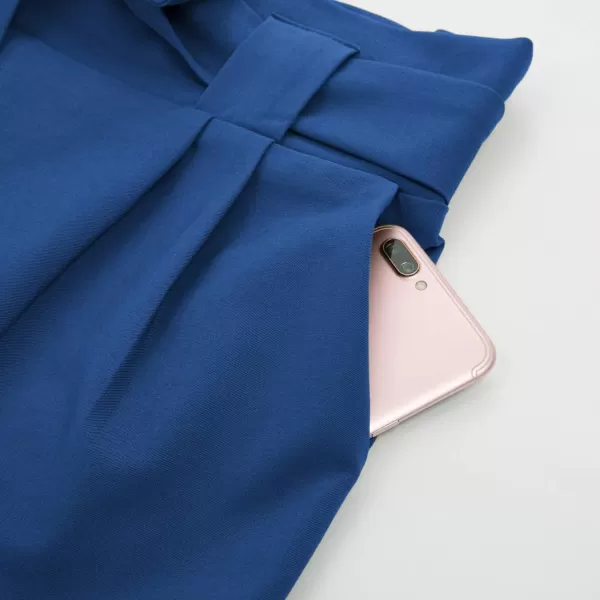GRACE KARIN Womens Casual High Waist Pencil Pants with Pockets BowKnot Cropped Paper Bag Pants for WorkRoyal Blue