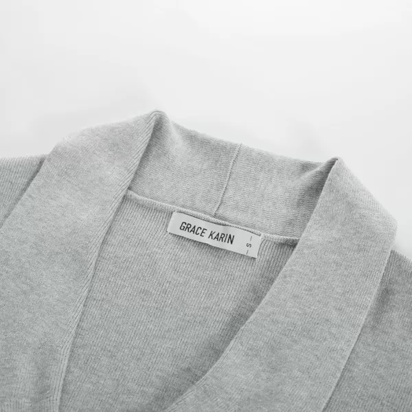 GRACE KARIN Womens Casual Lightweight Open Front Cardigans Soft Draped Ruffle ShrugsLight Gray