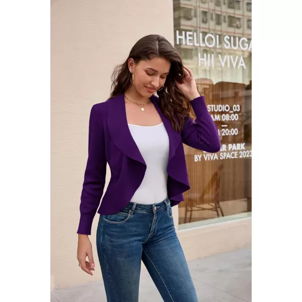 GRACE KARIN Womens Casual Lightweight Open Front Cardigans Soft Draped Ruffle ShrugsPurple