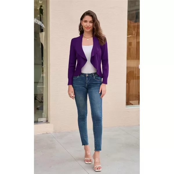 GRACE KARIN Womens Casual Lightweight Open Front Cardigans Soft Draped Ruffle ShrugsPurple