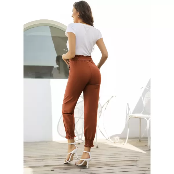 GRACE KARIN Womens Casual Pants Self Tie BowKnot Ankle Length Pencil Pants with Pockets926coffeelong