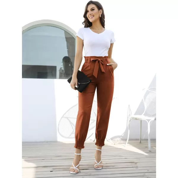 GRACE KARIN Womens Casual Pants Self Tie BowKnot Ankle Length Pencil Pants with Pockets926coffeelong