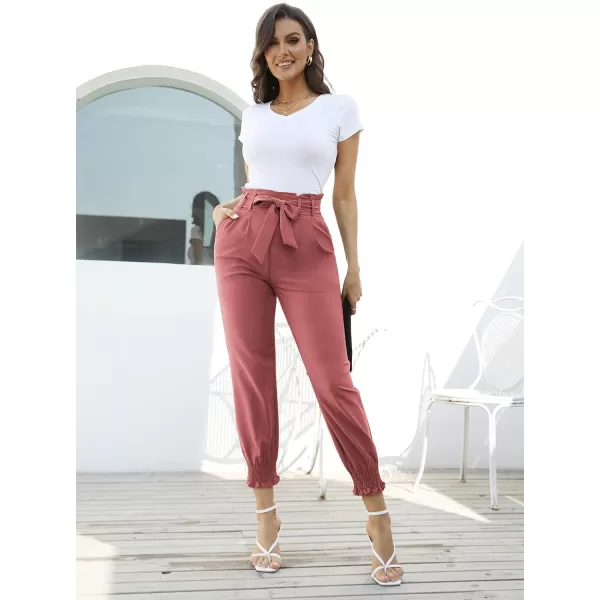 GRACE KARIN Womens Casual Pants Self Tie BowKnot Ankle Length Pencil Pants with Pockets926crimsonlong