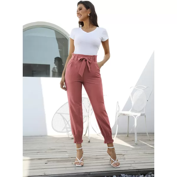 GRACE KARIN Womens Casual Pants Self Tie BowKnot Ankle Length Pencil Pants with Pockets926crimsonlong