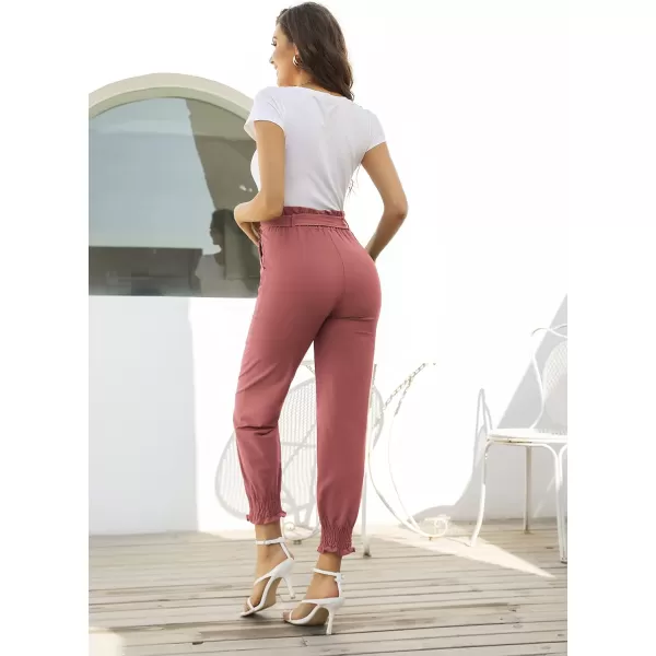 GRACE KARIN Womens Casual Pants Self Tie BowKnot Ankle Length Pencil Pants with Pockets926crimsonlong