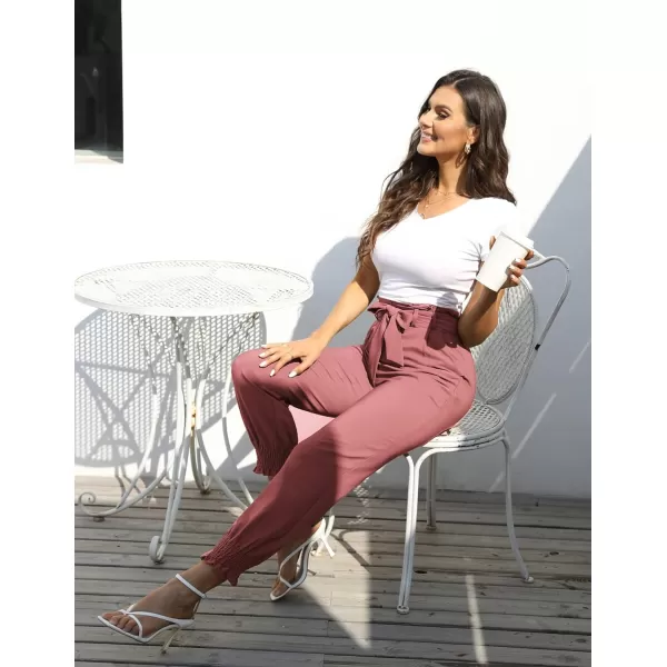 GRACE KARIN Womens Casual Pants Self Tie BowKnot Ankle Length Pencil Pants with Pockets926crimsonlong