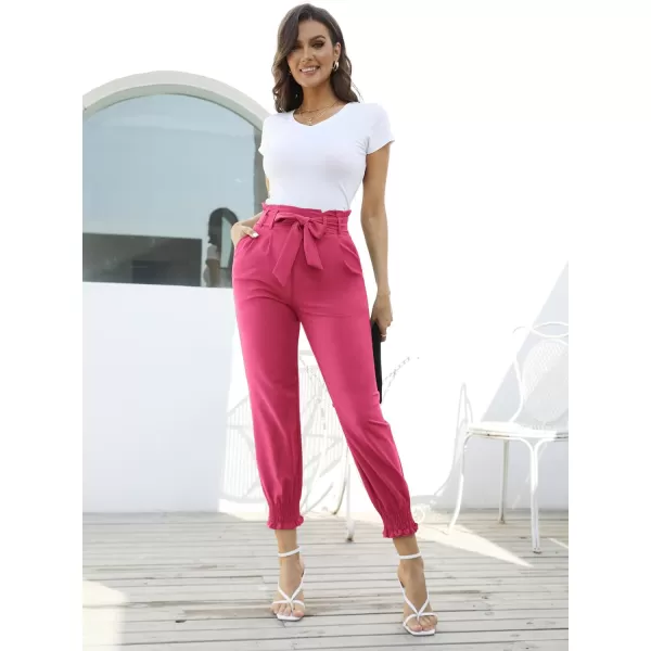 GRACE KARIN Womens Casual Pants Self Tie BowKnot Ankle Length Pencil Pants with Pockets926pinklong