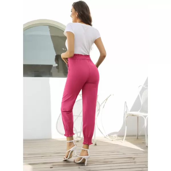 GRACE KARIN Womens Casual Pants Self Tie BowKnot Ankle Length Pencil Pants with Pockets926pinklong