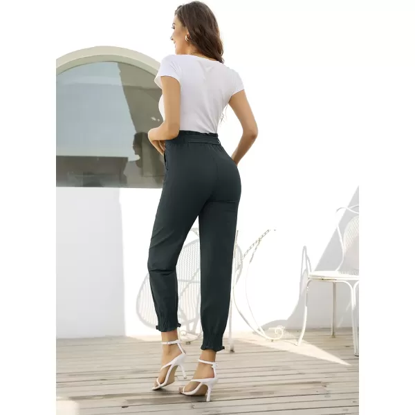 GRACE KARIN Womens Casual Pants Self Tie BowKnot Ankle Length Pencil Pants with PocketsCharcoal Gray