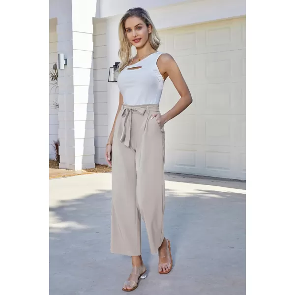 GRACE KARIN Womens Casual Wide Leg Pants Business Casual Trousers with PocketsApricot