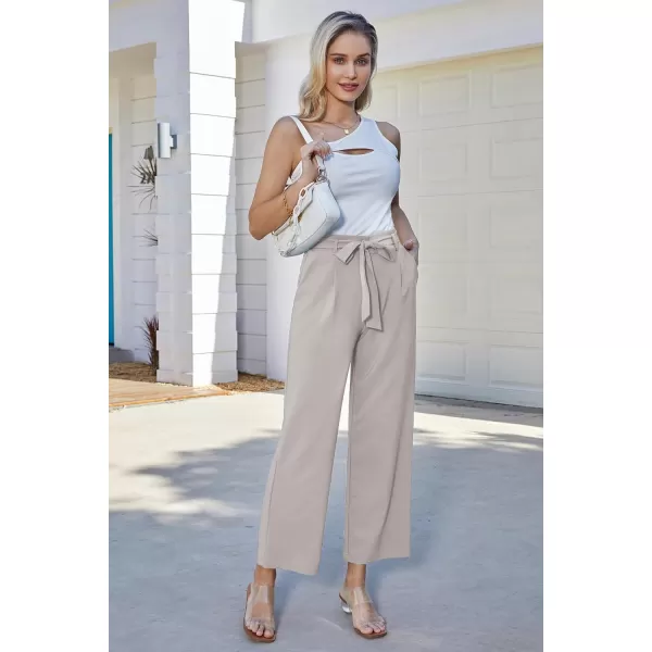 GRACE KARIN Womens Casual Wide Leg Pants Business Casual Trousers with PocketsApricot