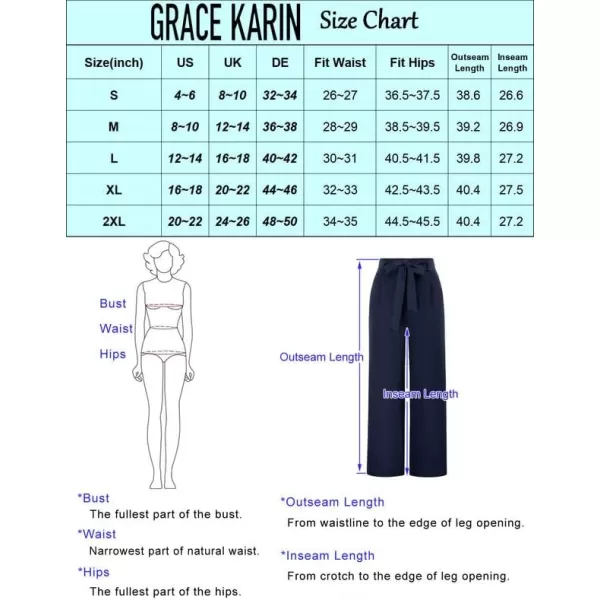 GRACE KARIN Womens Casual Wide Leg Pants Business Casual Trousers with PocketsBlack