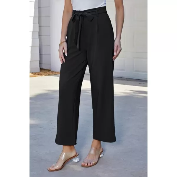 GRACE KARIN Womens Casual Wide Leg Pants Business Casual Trousers with PocketsBlack