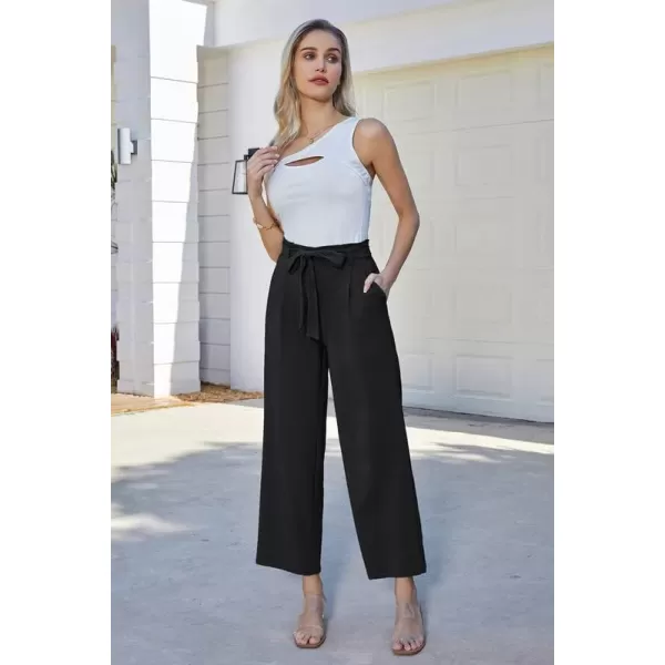 GRACE KARIN Womens Casual Wide Leg Pants Business Casual Trousers with PocketsBlack