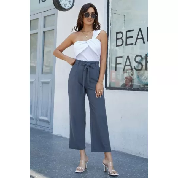 GRACE KARIN Womens Casual Wide Leg Pants Business Casual Trousers with PocketsGrayblue