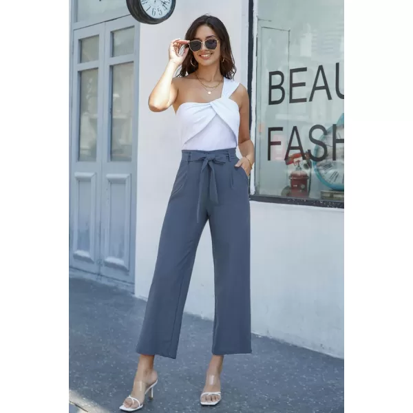 GRACE KARIN Womens Casual Wide Leg Pants Business Casual Trousers with PocketsGrayblue
