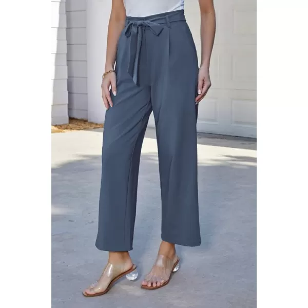 GRACE KARIN Womens Casual Wide Leg Pants Business Casual Trousers with PocketsGrayblue