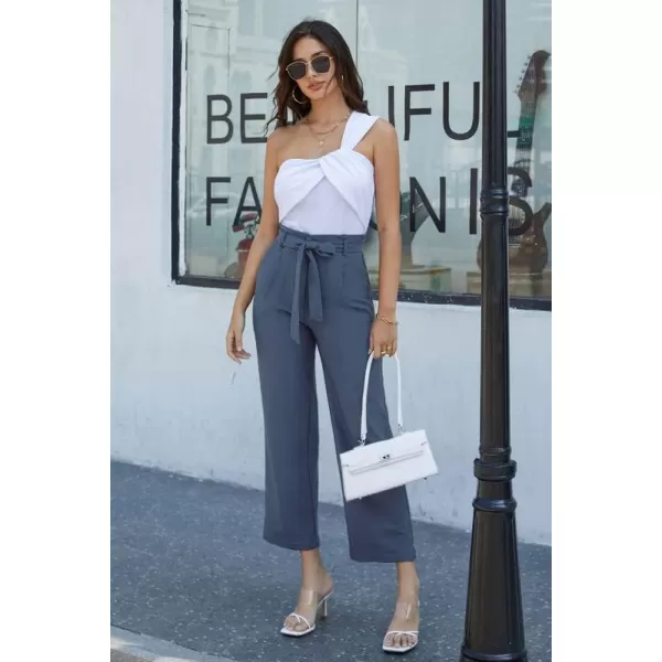 GRACE KARIN Womens Casual Wide Leg Pants Business Casual Trousers with PocketsGrayblue