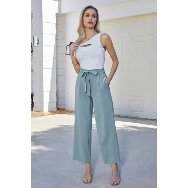 GRACE KARIN Womens Casual Wide Leg Pants Business Casual Trousers with PocketsGraygreen