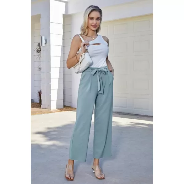 GRACE KARIN Womens Casual Wide Leg Pants Business Casual Trousers with PocketsGraygreen