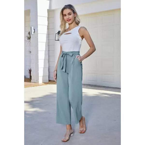 GRACE KARIN Womens Casual Wide Leg Pants Business Casual Trousers with PocketsGraygreen