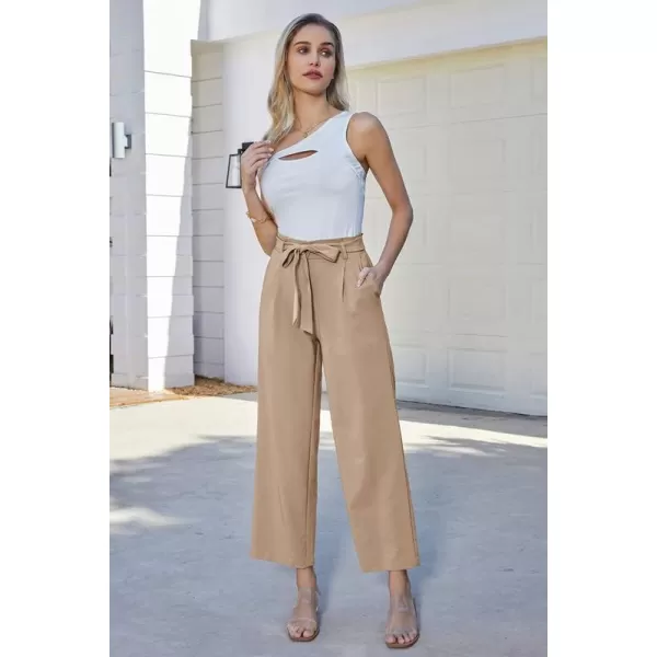 GRACE KARIN Womens Casual Wide Leg Pants Business Casual Trousers with PocketsKhaki