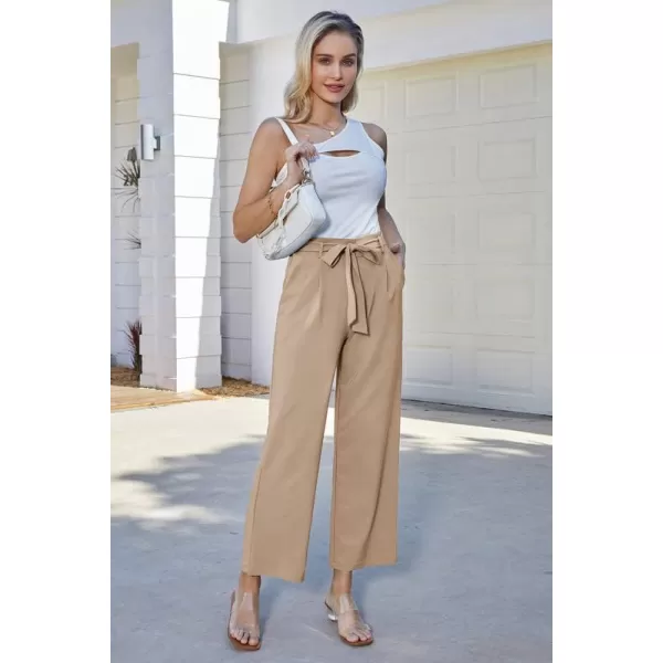 GRACE KARIN Womens Casual Wide Leg Pants Business Casual Trousers with PocketsKhaki