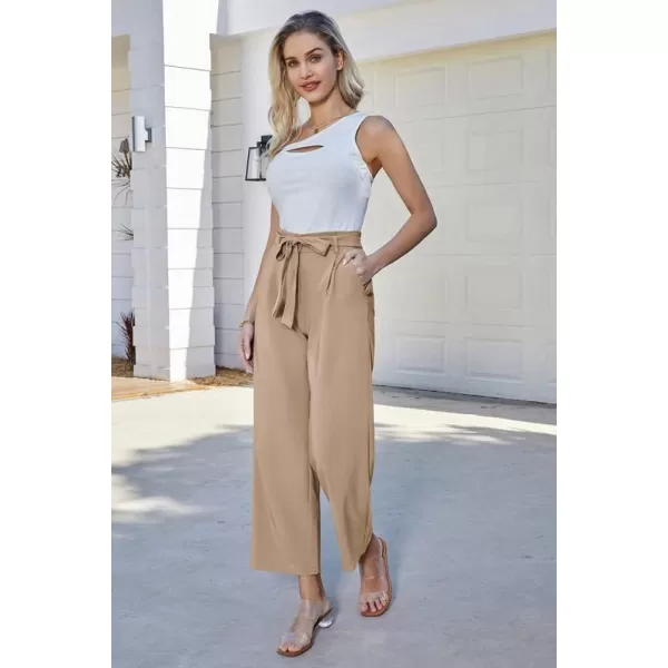 GRACE KARIN Womens Casual Wide Leg Pants Business Casual Trousers with PocketsKhaki