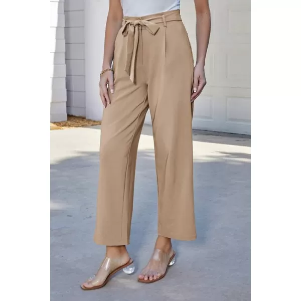 GRACE KARIN Womens Casual Wide Leg Pants Business Casual Trousers with PocketsKhaki