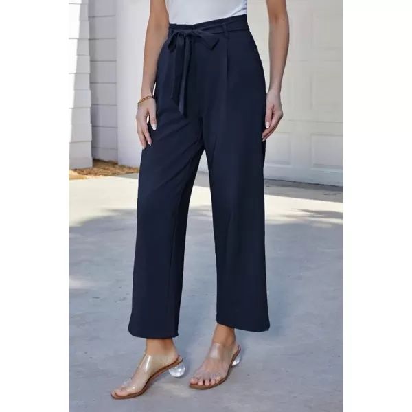 GRACE KARIN Womens Casual Wide Leg Pants Business Casual Trousers with PocketsNavy Blue