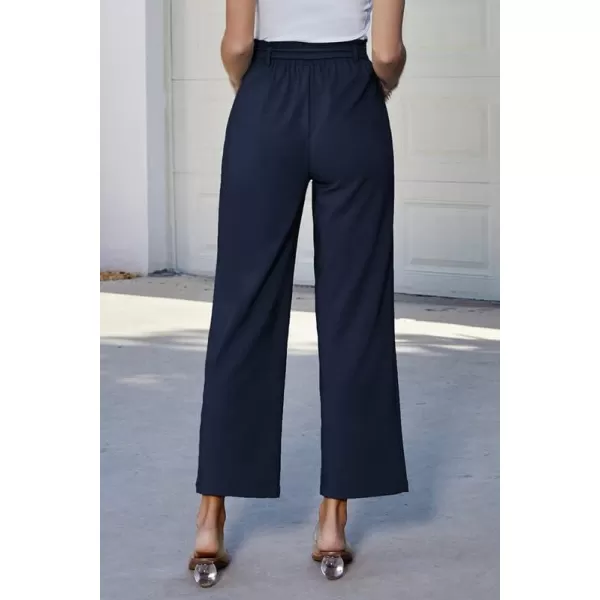 GRACE KARIN Womens Casual Wide Leg Pants Business Casual Trousers with PocketsNavy Blue