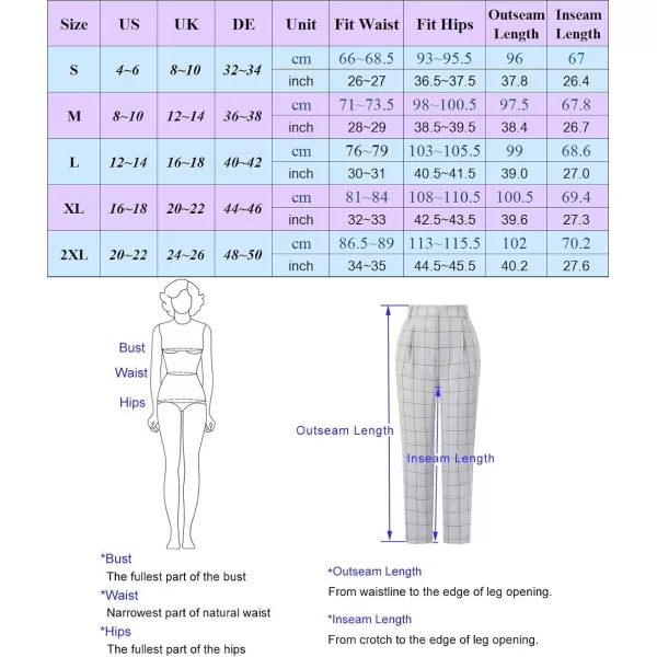 GRACE KARIN Womens Casual Work Pants with Pockets Elastic Waist Plaid PantsApricotplaid
