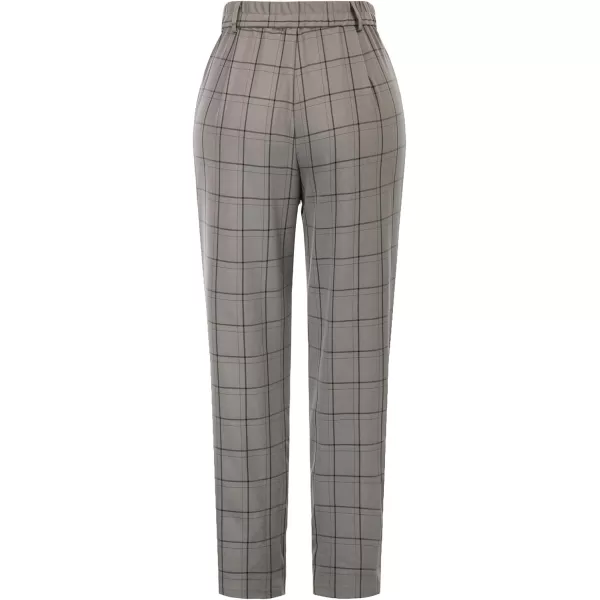 GRACE KARIN Womens Casual Work Pants with Pockets Elastic Waist Plaid PantsGrayplaid