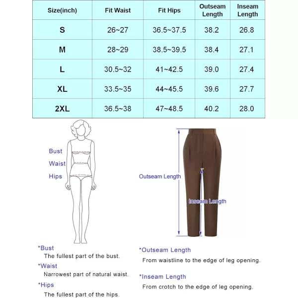 GRACE KARIN Womens Casual Work Pants with Pockets Elastic Waist Plaid PantsKhaki