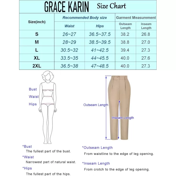 GRACE KARIN Womens Casual Work Pants with Pockets Elastic Waist Plaid PantsLight Green