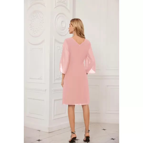 GRACE KARIN Womens Chiffon Dresses Flutter Sleeve Party Wedding Cocktail Dress Size 820Baby Pink