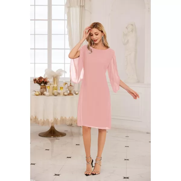 GRACE KARIN Womens Chiffon Dresses Flutter Sleeve Party Wedding Cocktail Dress Size 820Baby Pink