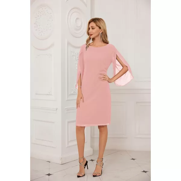 GRACE KARIN Womens Chiffon Dresses Flutter Sleeve Party Wedding Cocktail Dress Size 820Baby Pink