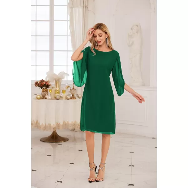 GRACE KARIN Womens Chiffon Dresses Flutter Sleeve Party Wedding Cocktail Dress Size 820Green