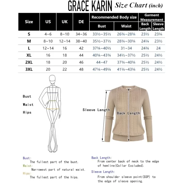 GRACE KARIN Womens Classic Long Sleeve Knit Cardigan Sweaters Casual Open Front Button Down Cardigan S3XLCableapricot