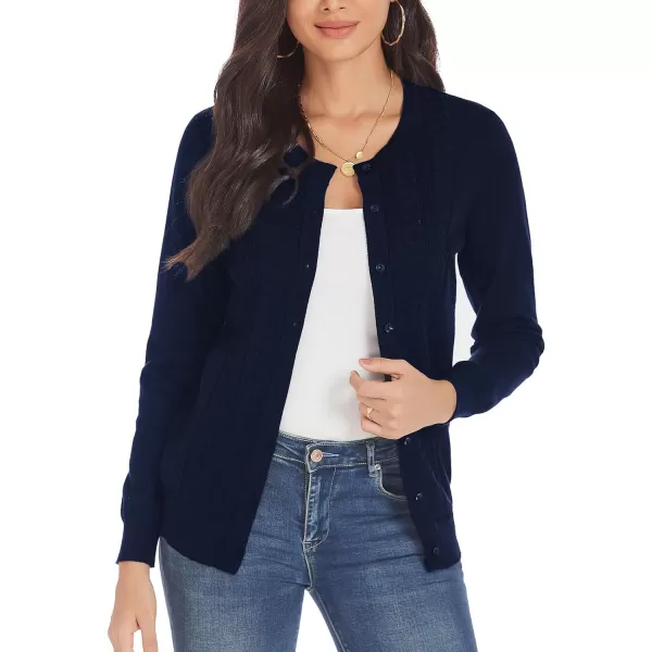 GRACE KARIN Womens Classic Long Sleeve Knit Cardigan Sweaters Casual Open Front Button Down Cardigan S3XLCablenavy Blue