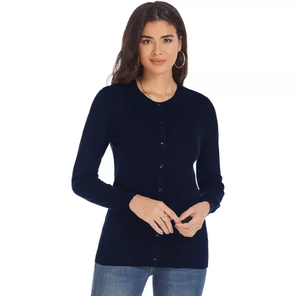 GRACE KARIN Womens Classic Long Sleeve Knit Cardigan Sweaters Casual Open Front Button Down Cardigan S3XLCablenavy Blue