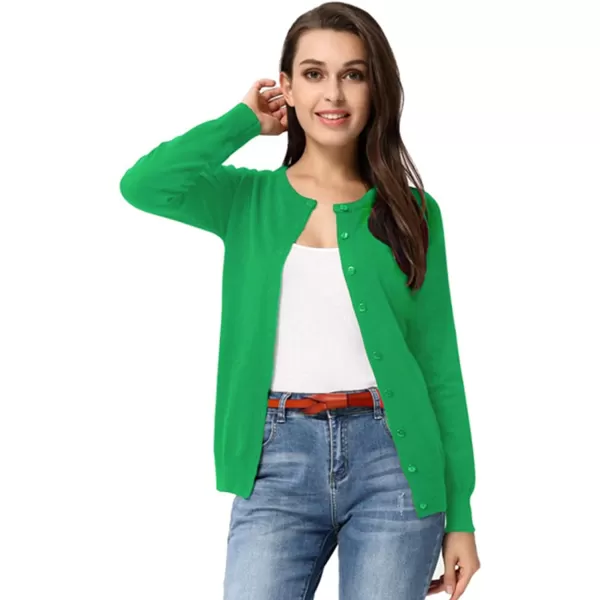 GRACE KARIN Womens Classic Long Sleeve Knit Cardigan Sweaters Casual Open Front Button Down Cardigan S3XLGreen