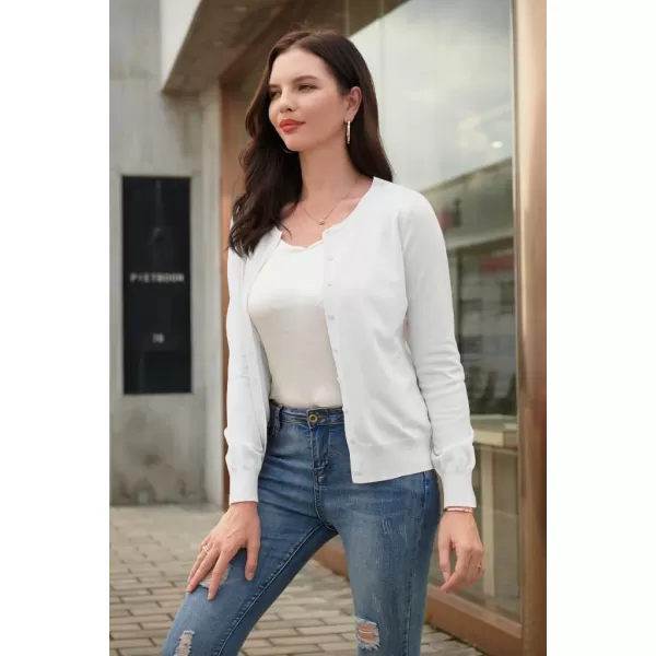 GRACE KARIN Womens Classic Long Sleeve Knit Cardigan Sweaters Casual Open Front Button Down Cardigan S3XLIvory