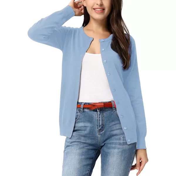 GRACE KARIN Womens Classic Long Sleeve Knit Cardigan Sweaters Casual Open Front Button Down Cardigan S3XLLight Blue